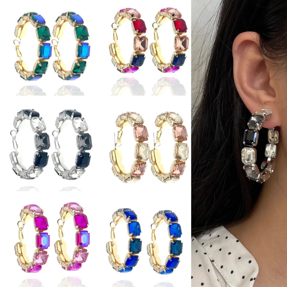 Cerchio con Rettangolo-Orecchini Moda - OMM-321-B2824