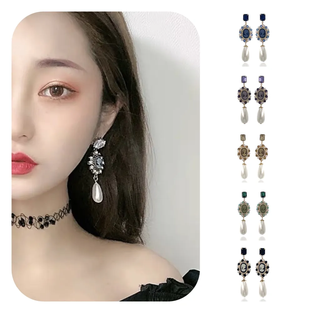 Cameo con Goccia di Perla-Orecchini Moda - OMM-520-L18