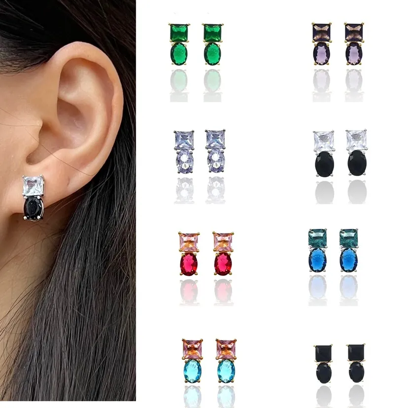 Quadrato e Tondo -Orecchini con Zirconia - OMZ-103-AA738E