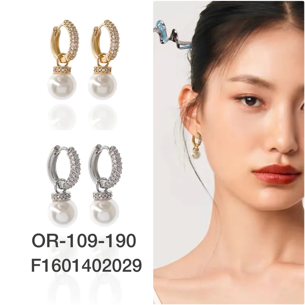 Cerchio Zirconia con Perla-Orecchini con Zirconia - OMZ-109-190