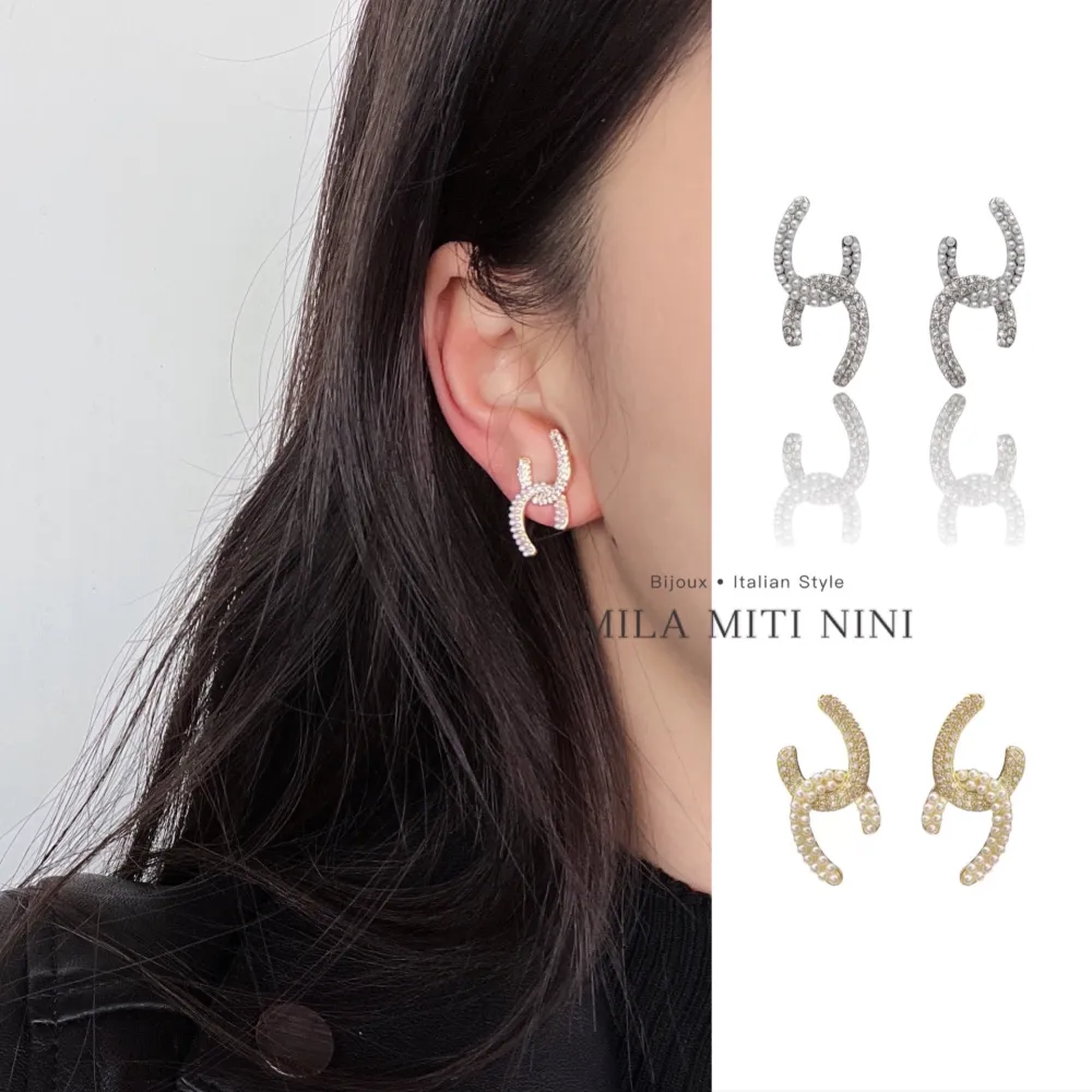 Doppio C-Orecchini con Zirconia - OMZ-506-458891