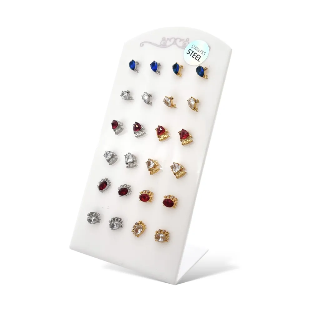 Mare Pesce Granchio con Zirconia-12Paia Orecchini a Lobo in Acciaio - OPA-103-AA2742-2744E