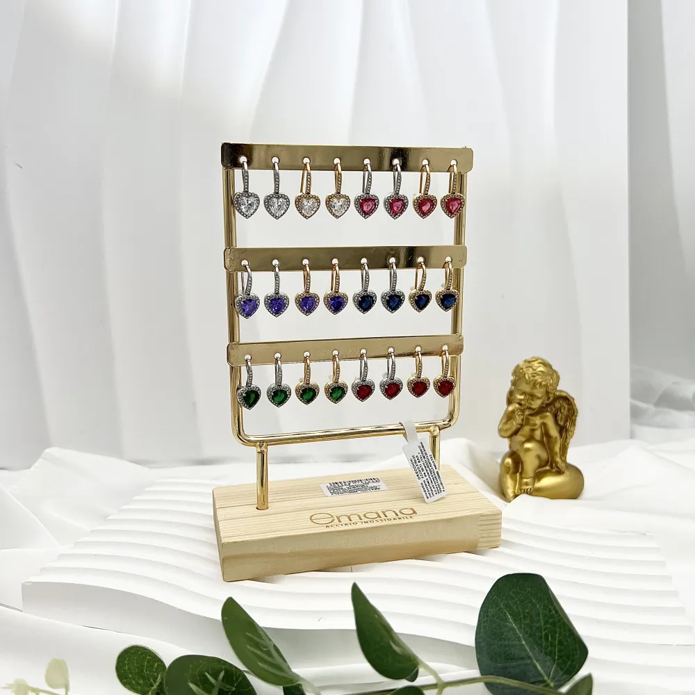 [OPA-103-AA4704E] Punto Luce Cuore-12Paia Orecchini in Acciaio con Espositore - OPA-103-AA4704E