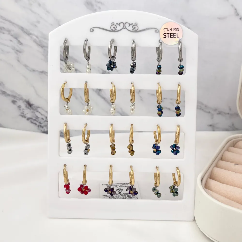 Margherita-12 Paia Orecchini in Acciaio - OPA-103-AA75Es