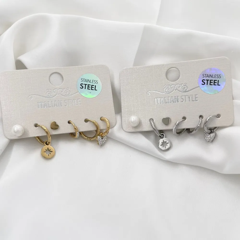 Cuore Perla-Set 6pz Orecchini in Acciaio - OPA-450-422A