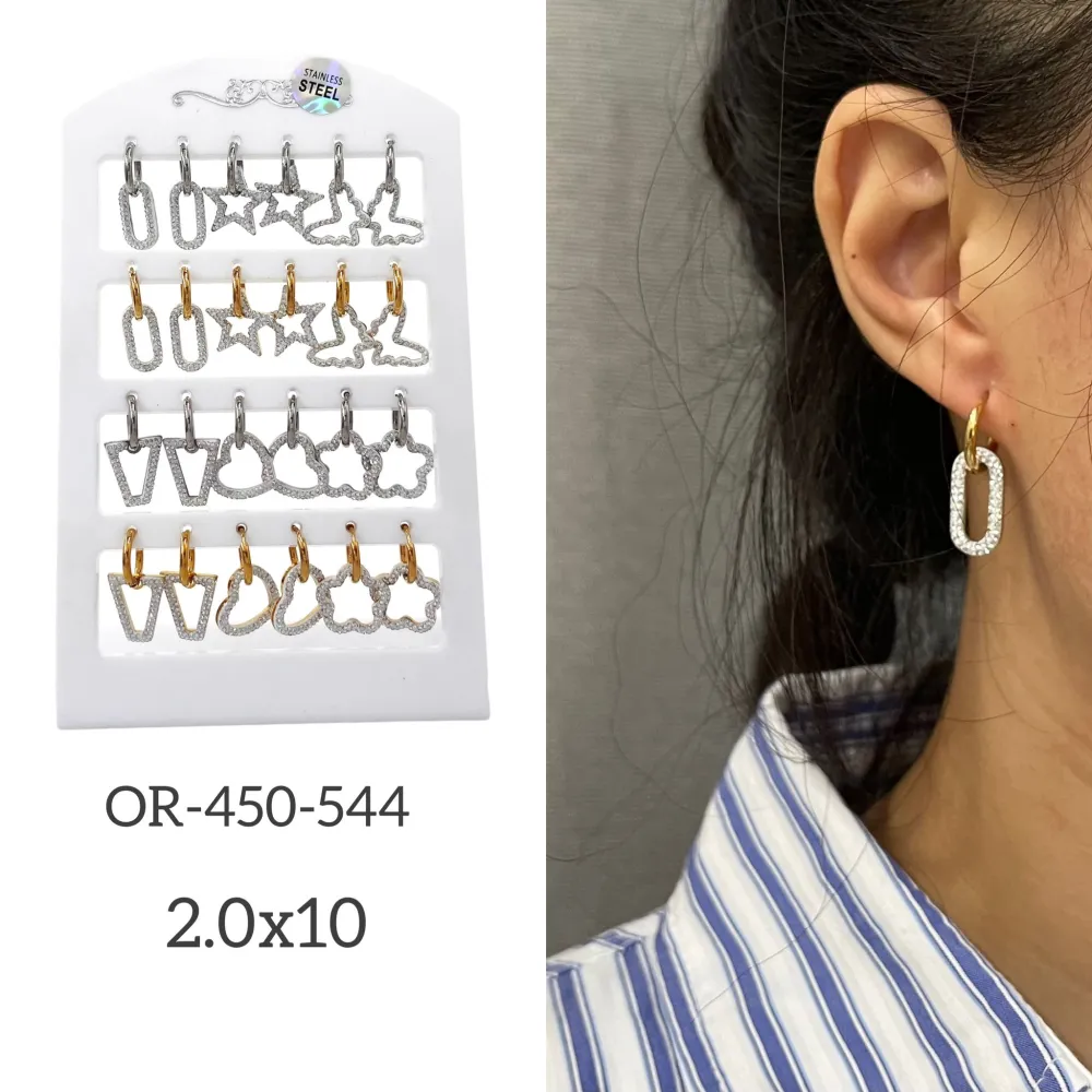 Cerchio con Pendenti Mix-12 Paia Orecchini in Acciaio - OPA-450-544