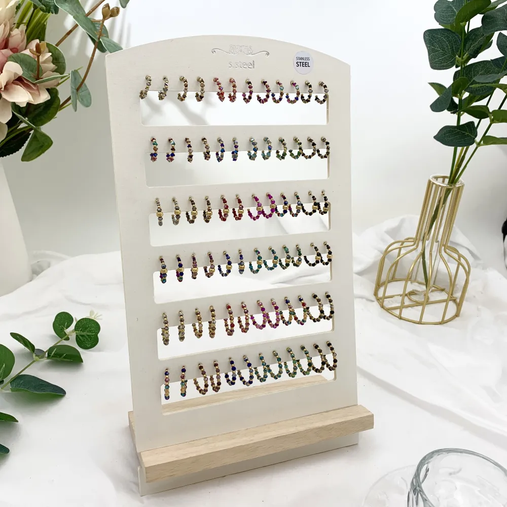 Cerchio Scalare con Cristalli-36Paia Orecchini in Acciaio - OPA-732-136 (MIX)