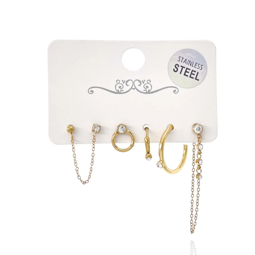 Cerchio Punto Luce -Set 6pz Orecchini in Acciaio - OPA-736-03