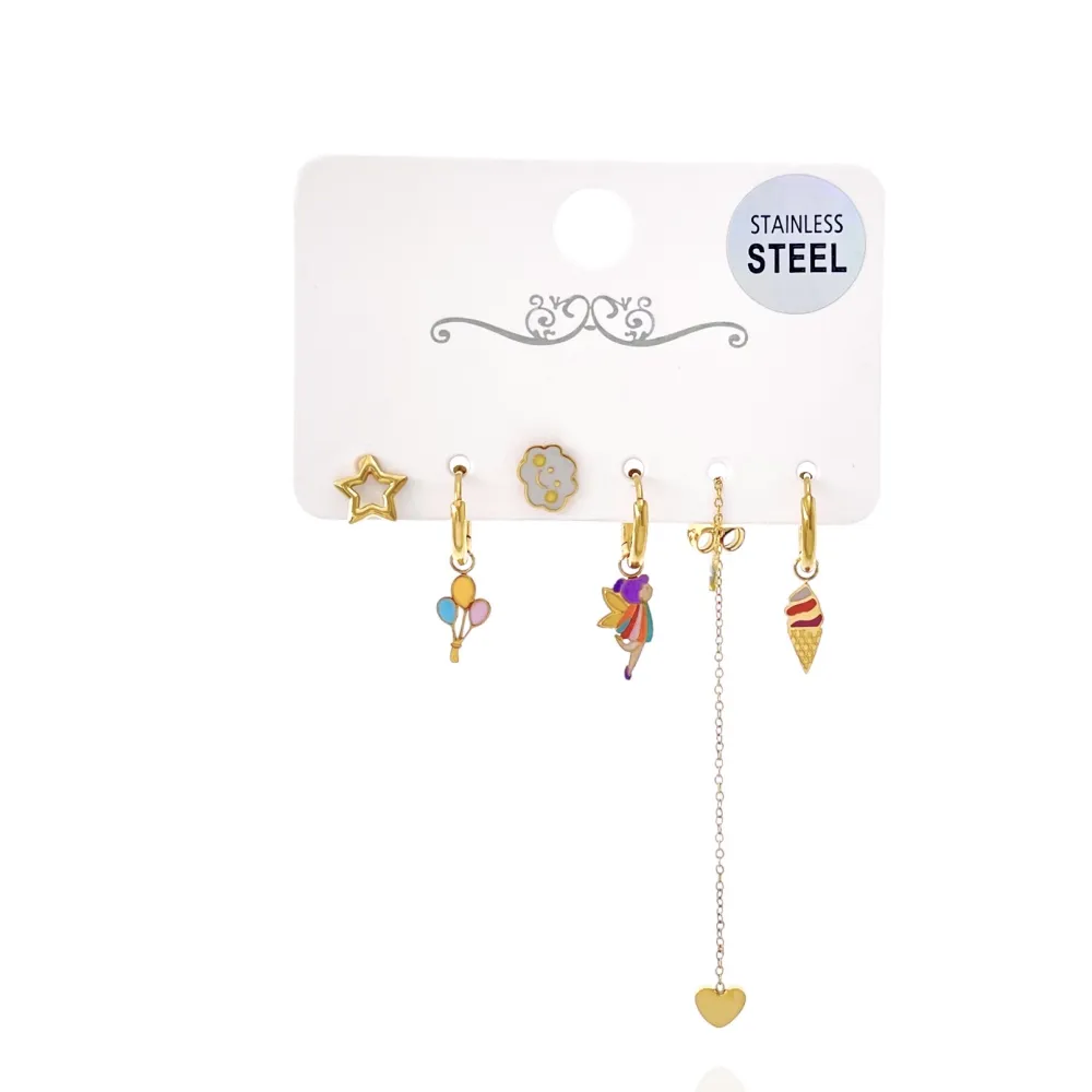 Gelato Nuvola Befana Palloncini-Set 6pz Orecchini in Acciaio - OPA-736-13