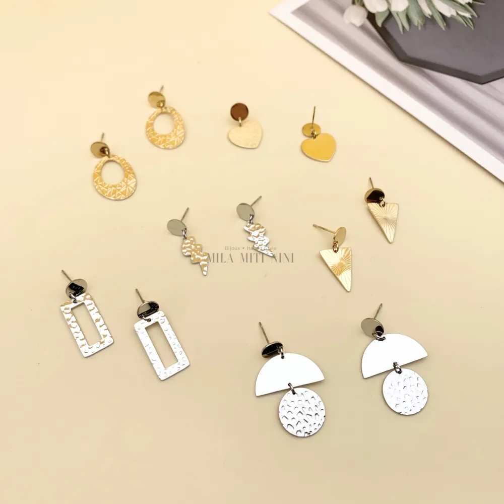 OPA7741-Pendenti Misto-18 Paia Orecchini in Acciaio + Espositor - OPA104-SD-139-Pendenti Misto-18 Paia Orecchini in Acciaio