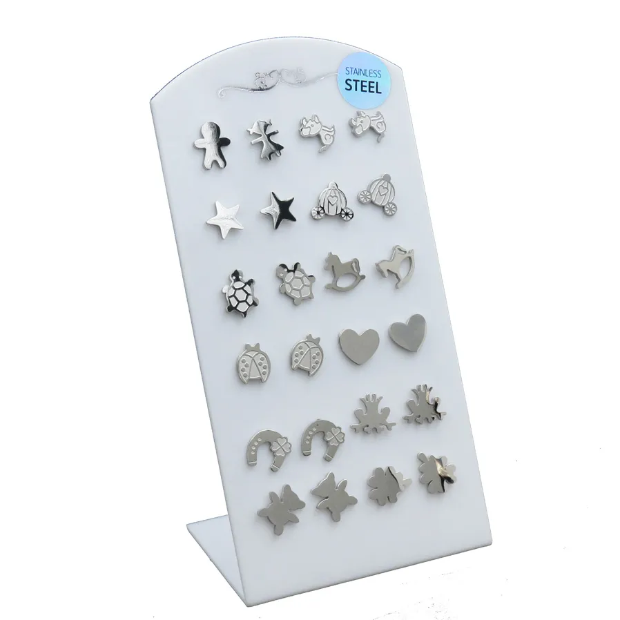 Orecchini  lobo in acciaio (Conf. da 12 paia) - OPA413-1201-920-Tema Favola - Orecchini Acciaio (Conf. da 12 paia)