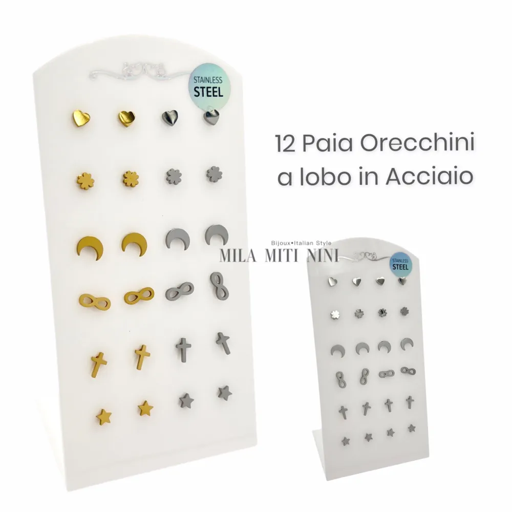 OPA413-767-Mix-12 Paia Orecchini in Acciaio - OPA413-767-Mix-12 Paia Orecchini in Acciaio
