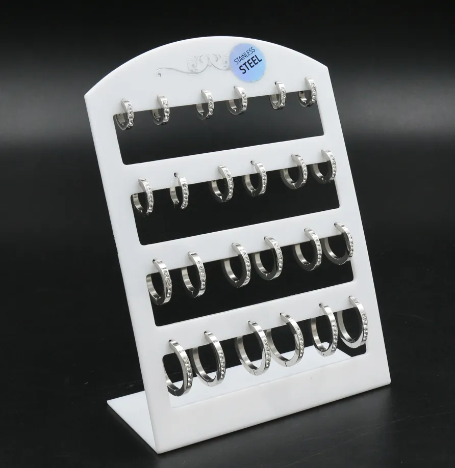 Orecchini  Cerchio Quadrato in Acciaio (Conf. da 12 paia) - OPA450-290-Cerchio Quadrato Strass Scalare - Orecchini (Conf.12 Paia)