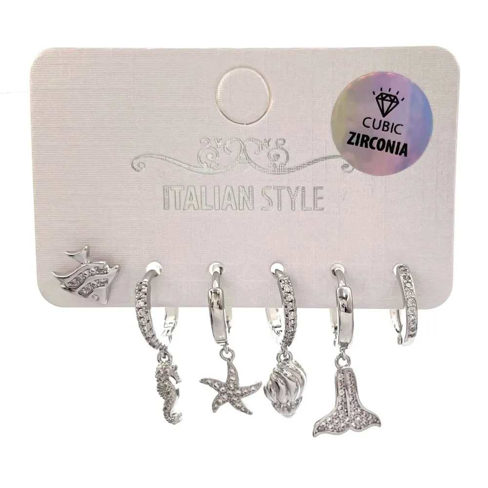 Mare -Set 6Pz Orecchini con Cubic Zirconia - OPM-109-145