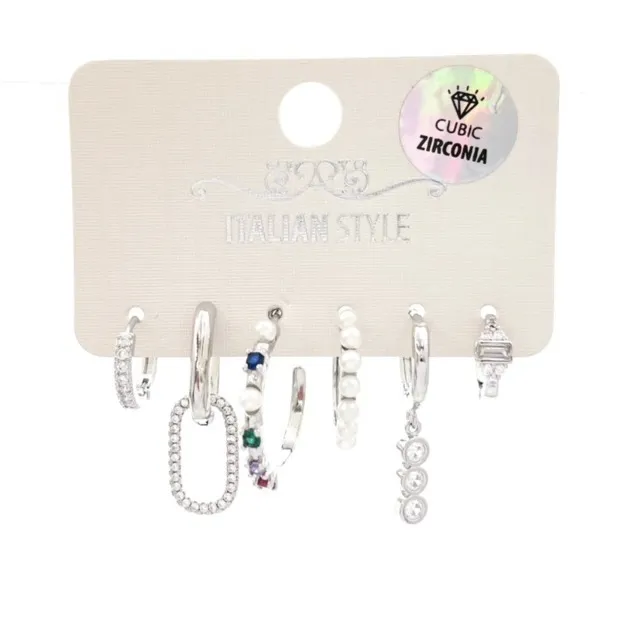 Ovale-Set 6pz Orecchini con Zirconia - OPM-109-160