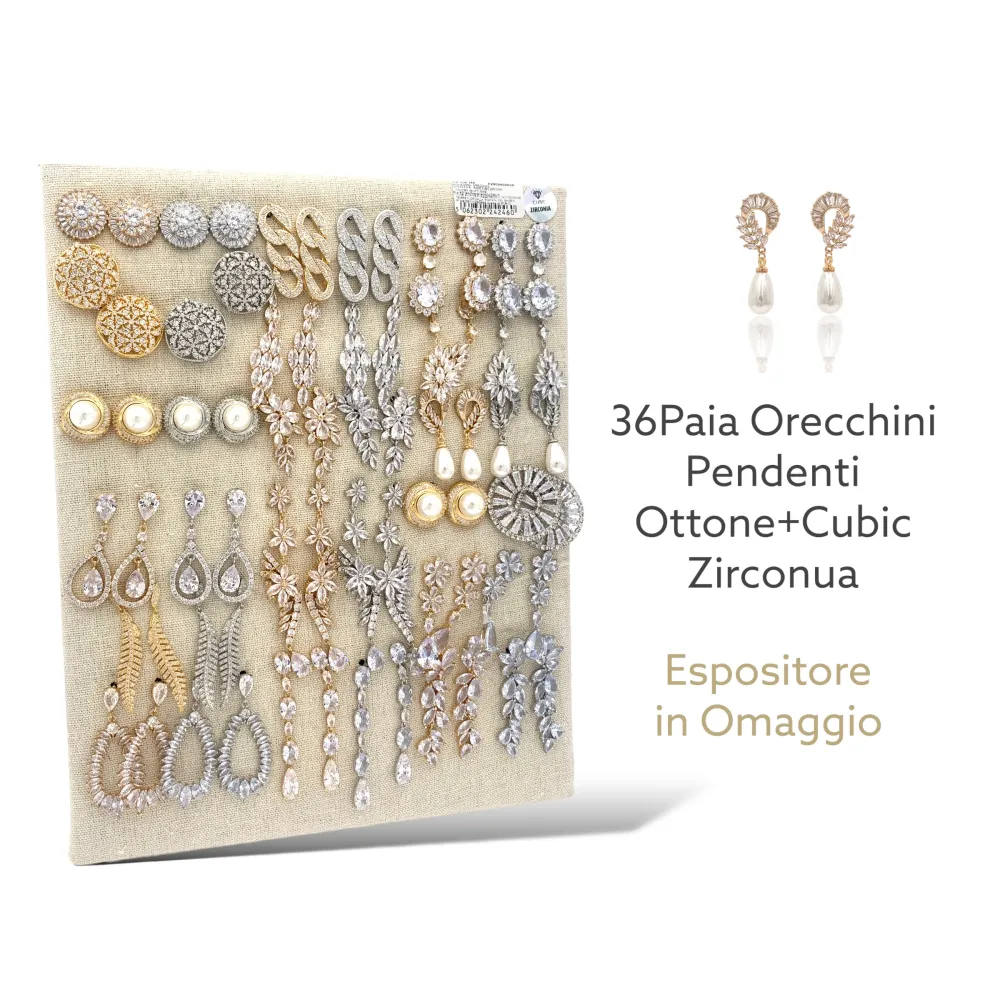 [OPM-506-246] Mix Modelli con Zirconia-36Paia Orecchini con Zirconia - OPM-506-246