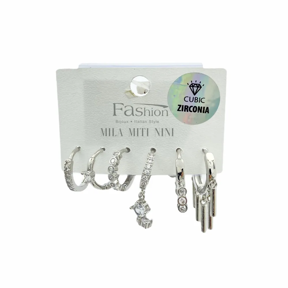 OPM034-Set 6pz-Orecchini con Zirconia - OPM034-Set 6pz-Orecchini con Zirconia