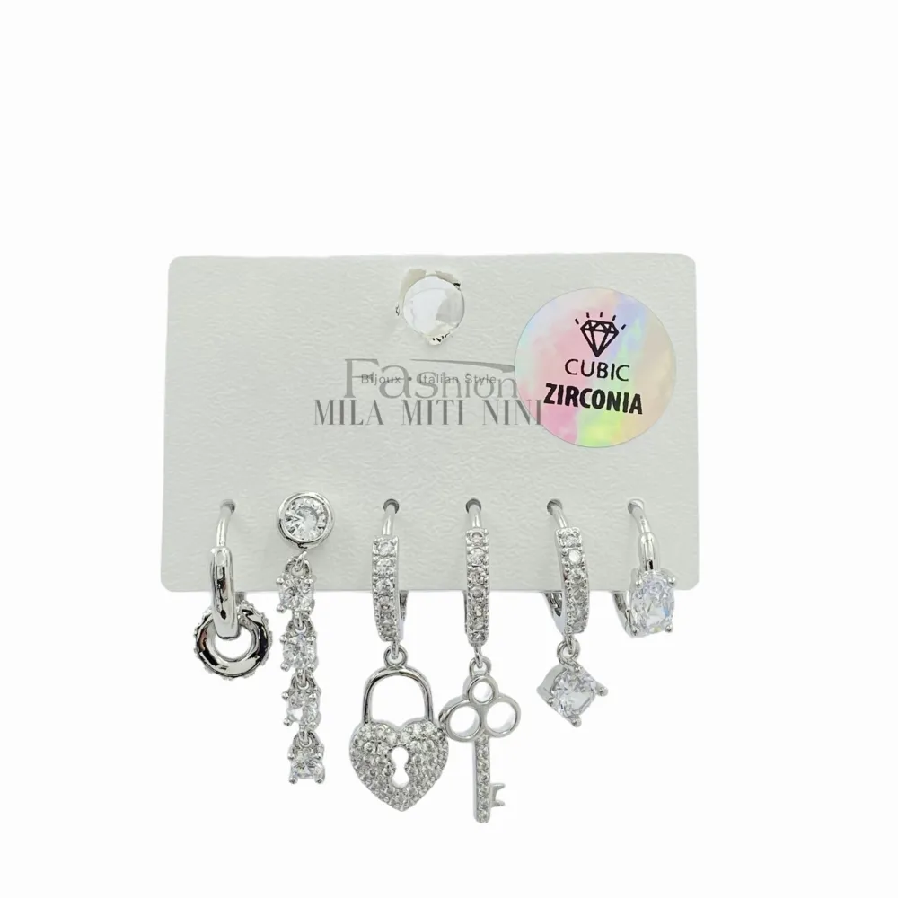 OPM036-Set 6pz-Orecchini con Zirconia - OPM036-Set 6pz-Orecchini con Zirconia