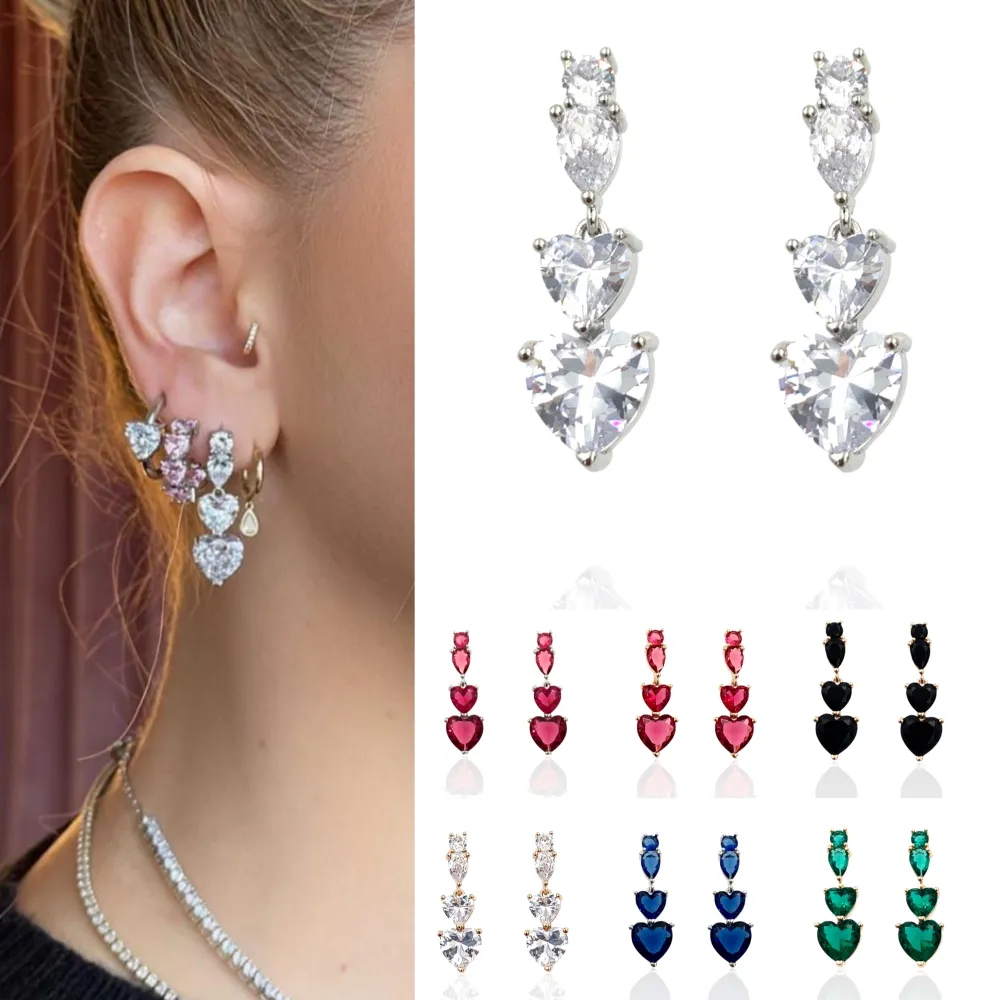 Cuore Pendente-Set 6pz Orecchini con Zirconia - OPM6-0025 (Nero)