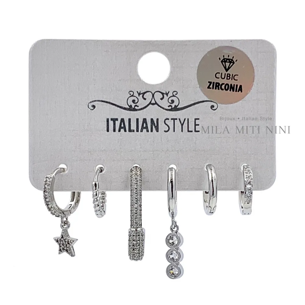 Spilla-Set 6pz Orecchini con Zirconia - OPM6-109-129