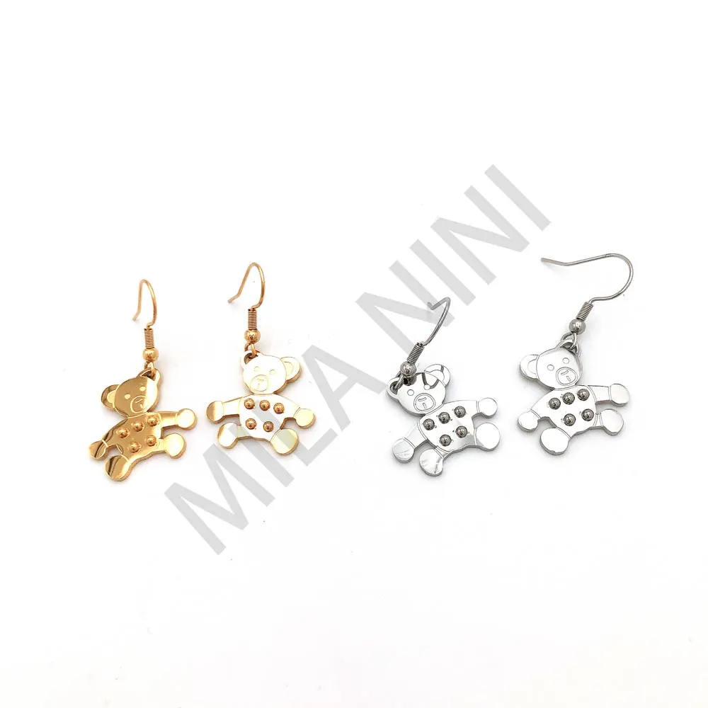 Orecchini pendenti in acciaio orso - Orsetti 5 puntini - Orecchini pendenti in acciaio