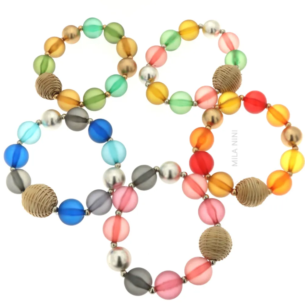 PBME Pallina Paglia - Bracciale Elastico Moda - PBME Pallina Paglia 1001 - Bracciale Elastico Moda
