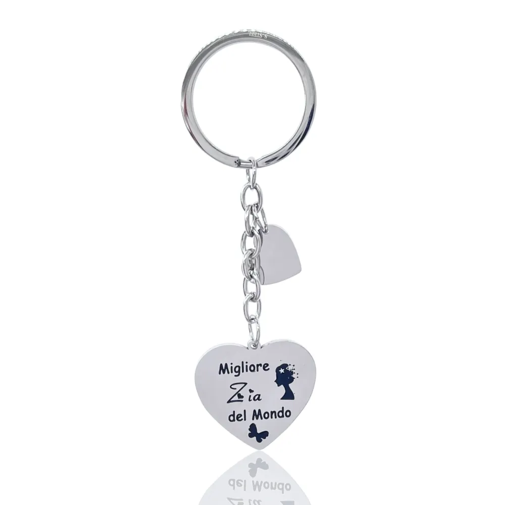 [PKA-413-006] Migliore Zia del Mondo -Portachiavi in Acciaio - PKA-413-006