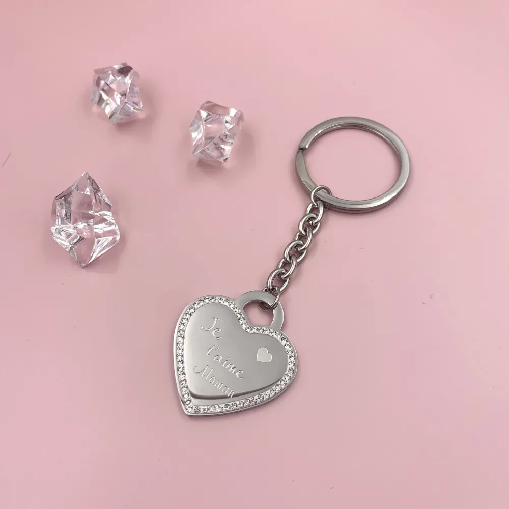 PKA6727-Cuore Je t'aime Maman- Portachiave in Acciaio - PKA413-166