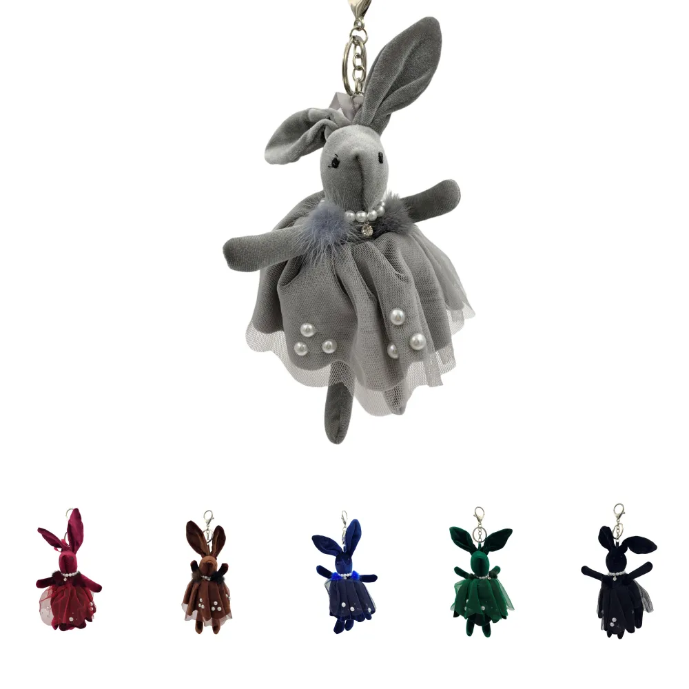 PKM6263-Coniglio Velluto-Portachiave Moda - PKM6263-Coniglio Velluto-Portachiave Moda (Grigio)