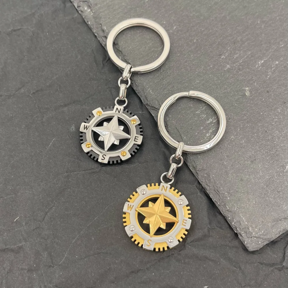 Rosa dei Venti-Portachiavi da Uomo in Acciaio - PKU-600-H295