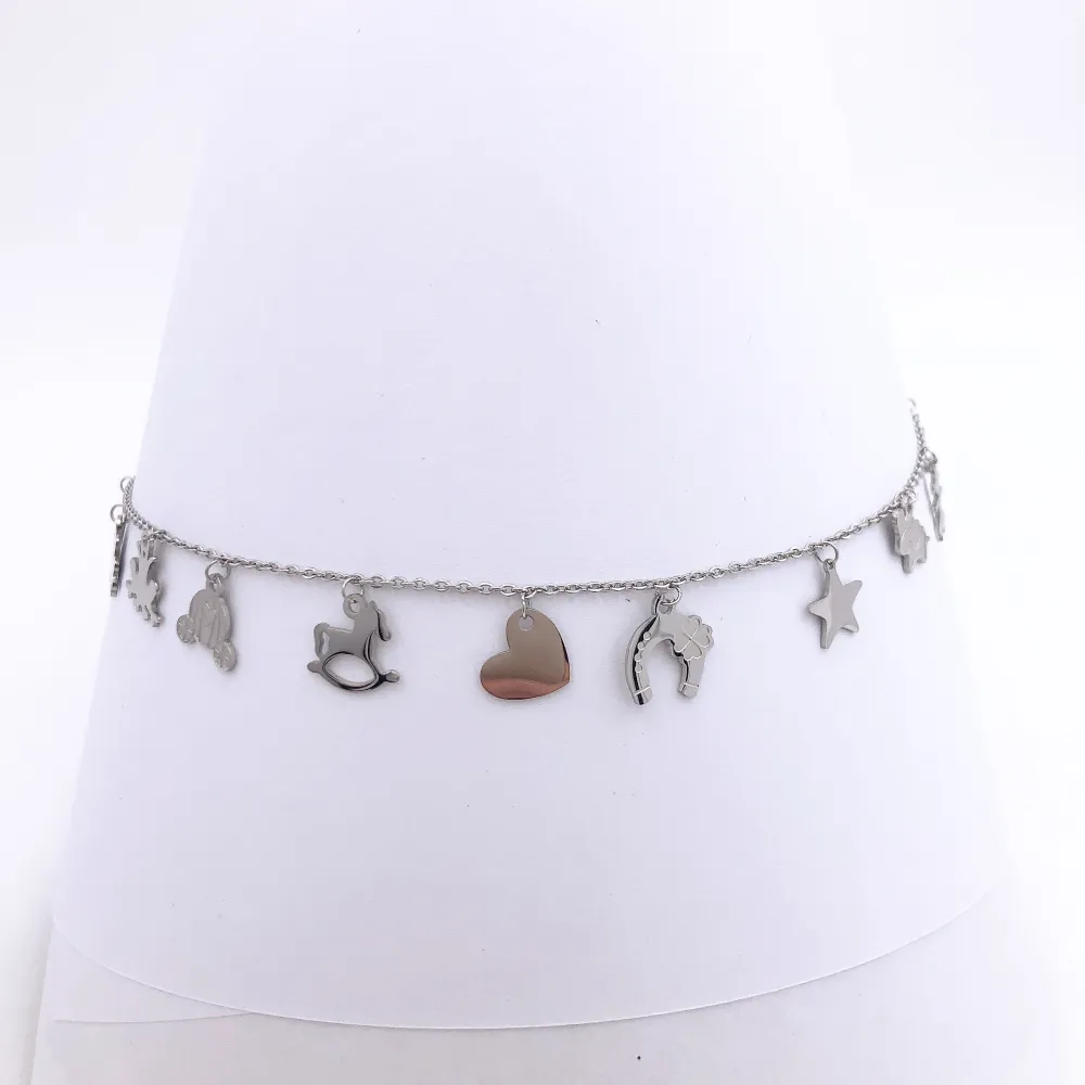 Collana corta in  acciaio - PORTA FORTUNA  FAVOLE PENDENTE MIX 4006  -COLLANA ACCIAIO