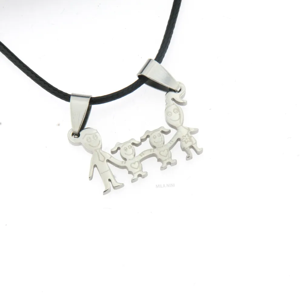 [Papà mamma e due figlie - Collana Corta Unisex] Papà mamma e due figlie - Collana Corta Unisex - Papà mamma e due figlie - Collana Corta Unisex