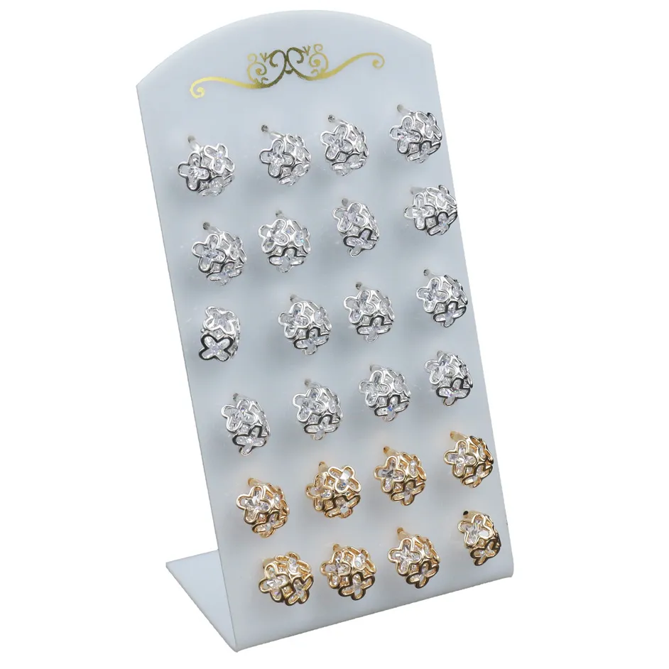 Orecchini a lobo in Lega e Zirconi (Conf. da 12 paia) - Quadrifoglio - Orecchini In Lega e Zirconi (Conf. 12 Paia)