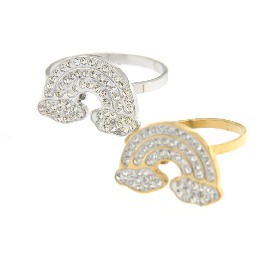 SAAR Arcobaleno - Anello Regolabile Acciaio Strass - SAAR Arcobaleno - Anello Regolabile Acciaio Strass