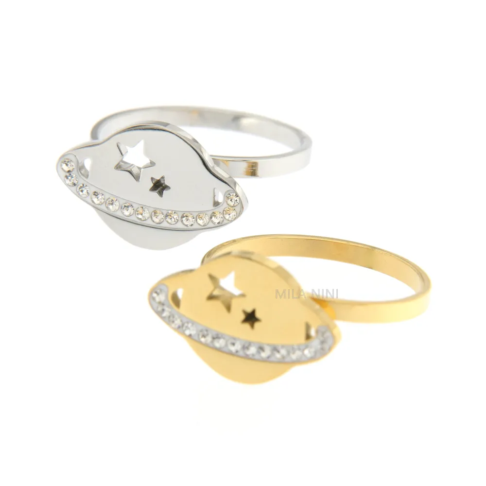 SAAR Pianeta - Anello Regolabile Acciaio Strass - SAAR Pianeta - Anello Regolabile Acciaio Strass