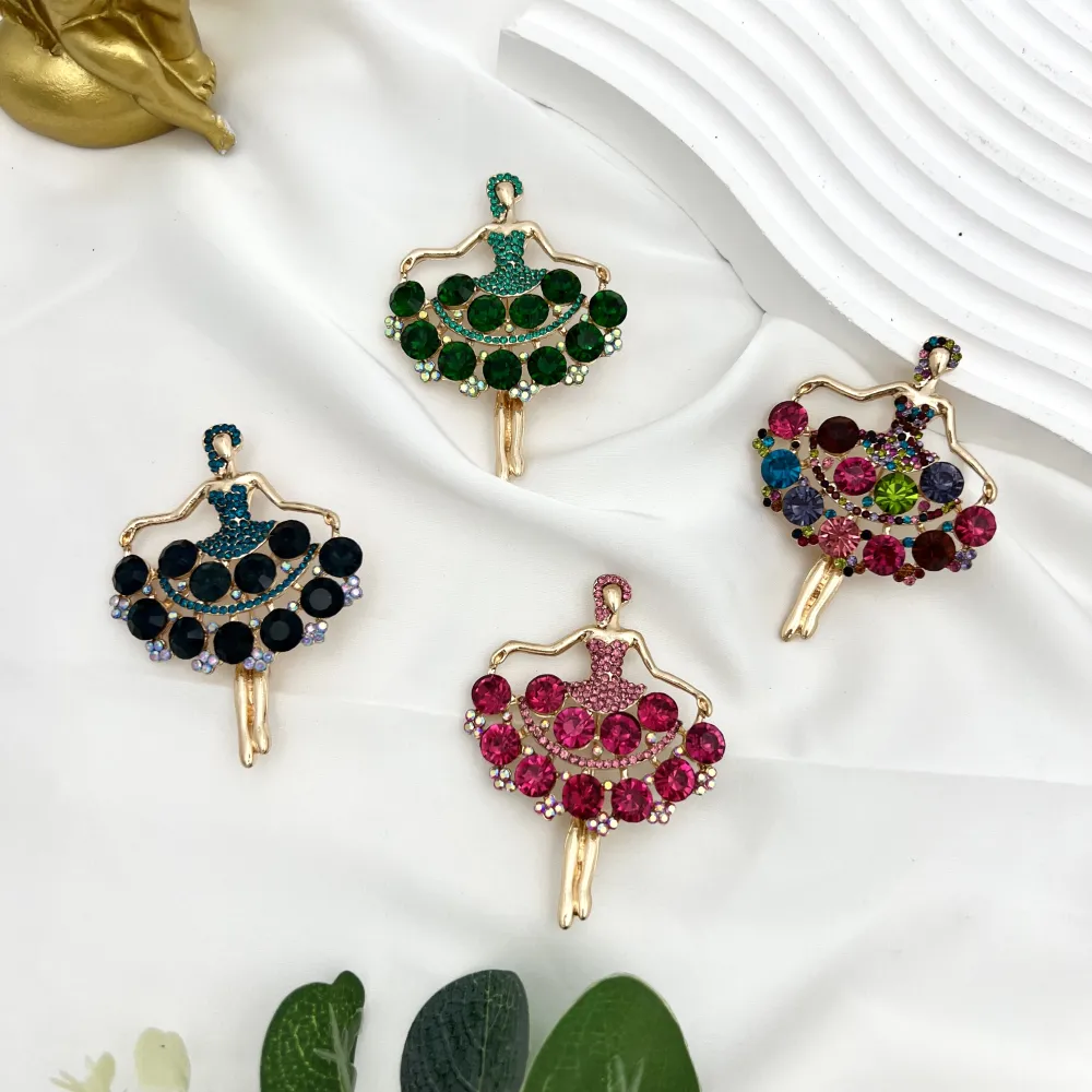 Ballerina-Spilla in Metallo e Strass - SPM-312-370