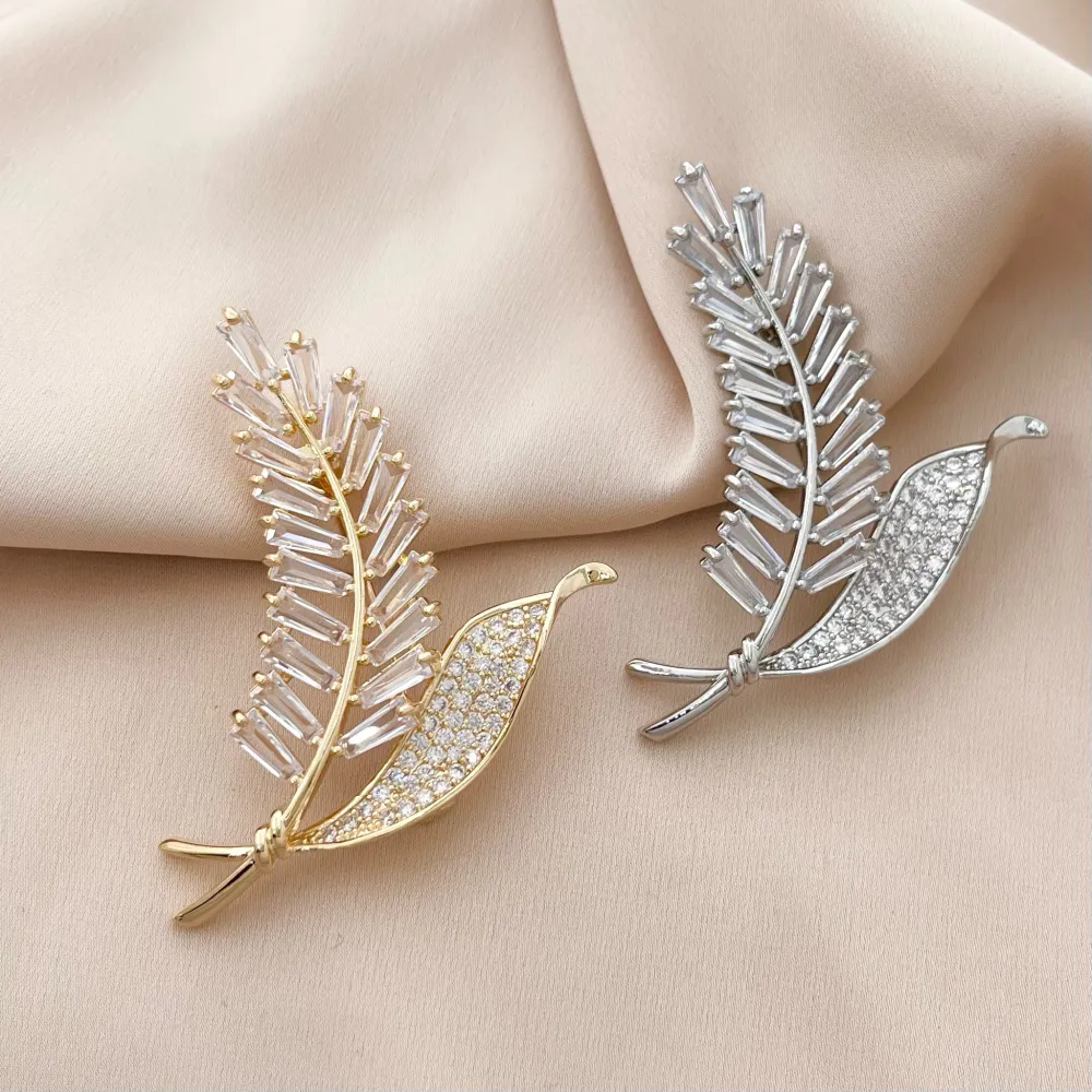 Fantasia Foglia-Spilla con Zirconia - SPM-506-174