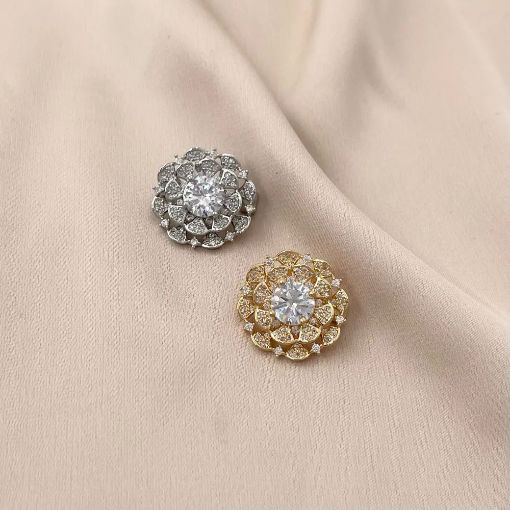 Fiore-Spilla Piccola con Zirconia - SPM-506-204 (Argento)