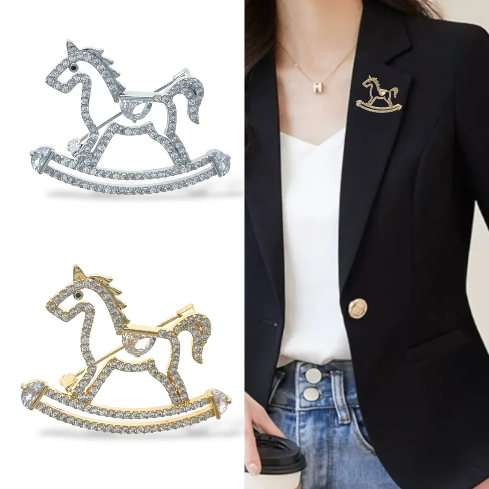 Cavallo Dondolo  -Spilla con Zirconia - SPM-506-316