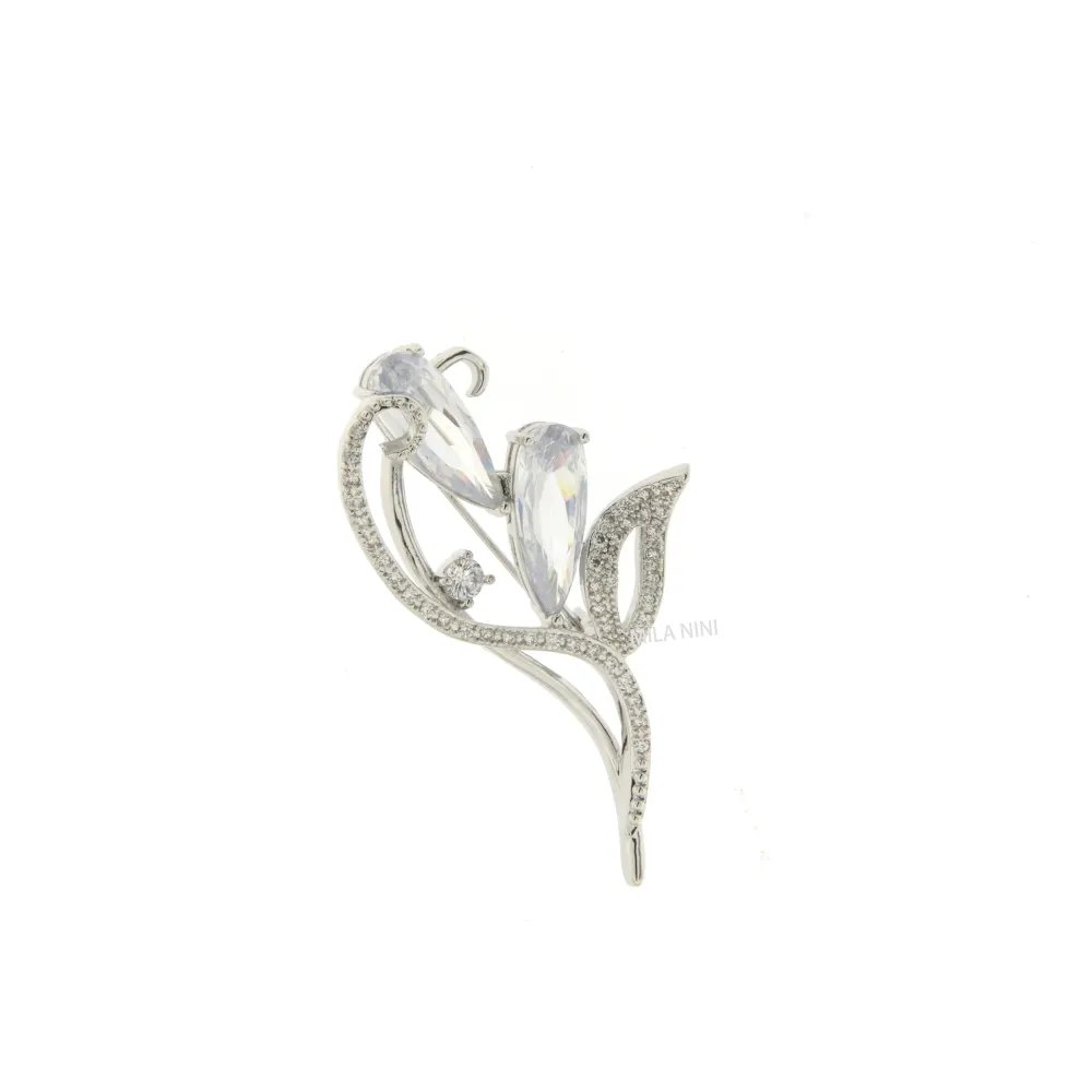 Spilla Con Zirconi - SPM-523-24 (Argento)