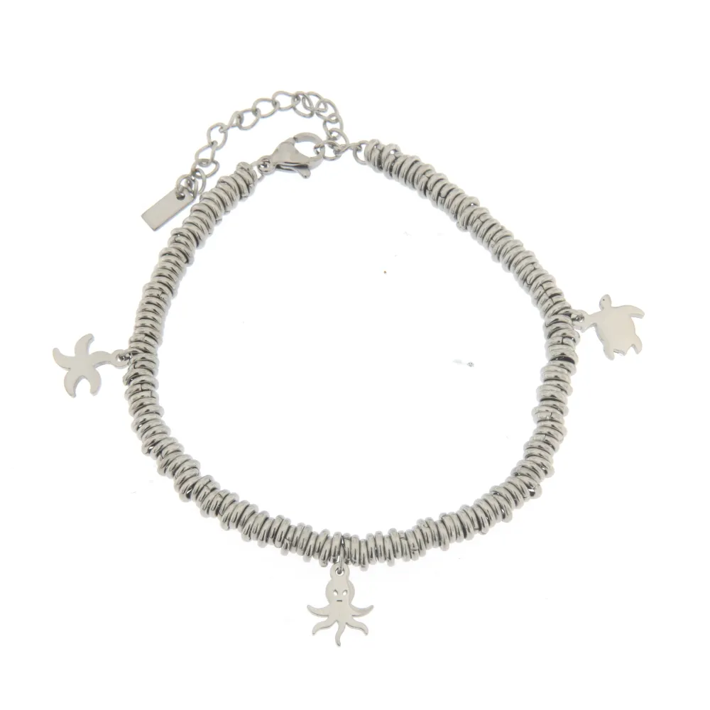 Bracciale da Donna In Acciaio - Stella Tartaruga - Bracciale Multi Anello Sottile