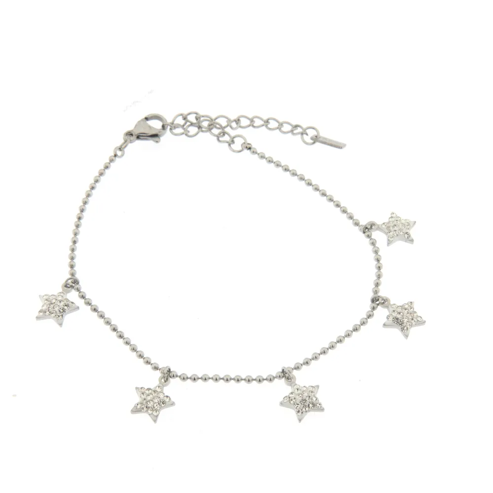 Bracciale da Donna In Acciaio - Stelle Strass - Bracciale da Donna (Bianco)