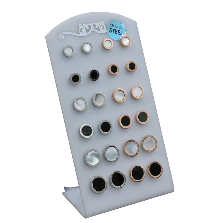 Orecchini  lobo in acciaio (Conf. da 12 paia) - Tondo N.Romano  - Orecchini Acciaio (Conf. da 12 paia)