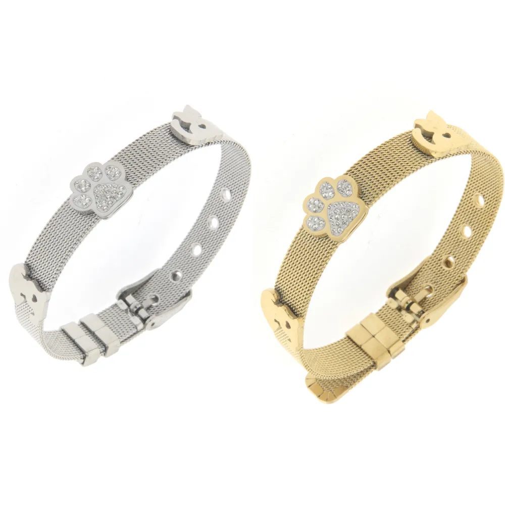 Bracciale da Donna In Acciaio - Zampa -Bracciale Cinturino Orologio (Argento)